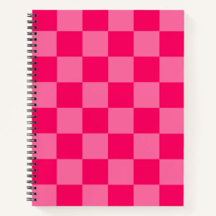 Light and Hot Pink Chequered Pattern Design Notebook