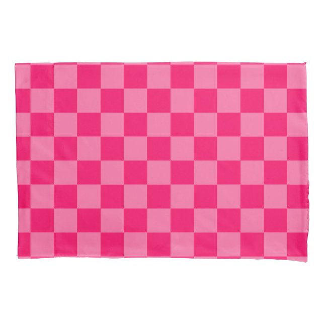 Light and Hot Pink Chequered Pattern Design  Pillowcase (Front)