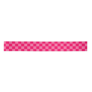 Light and Hot Pink Chequered Pattern Design  Satin Ribbon