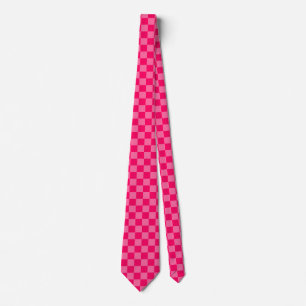 Light and Hot Pink Chequered Pattern Design Tie