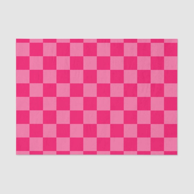 Light and Hot Pink Chequered Pattern Design  Tissue Paper (Front)
