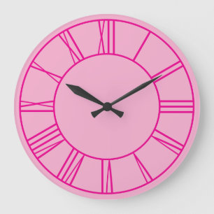 Light and Hot Pink Ring Roman Numerals Large Clock