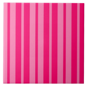 Light and Hot Pink Stylish Stripes Pattern Design Ceramic Tile