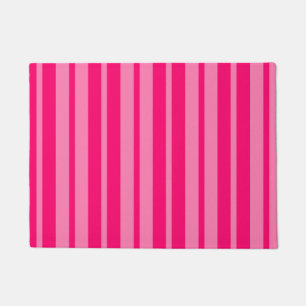 Light and Hot Pink Stylish Stripes Pattern Design Doormat