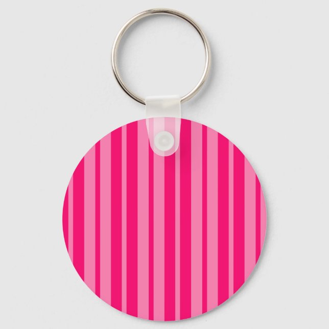 Light and Hot Pink Stylish Stripes Pattern Design  Key Ring (Front)