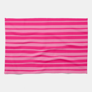 Light and Hot Pink Stylish Stripes Pattern Design Tea Towel
