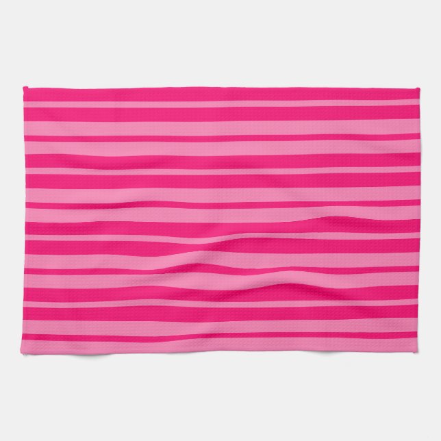 Light and Hot Pink Stylish Stripes Pattern Design  Tea Towel (Horizontal)