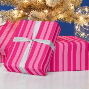 Light and Hot Pink Stylish Stripes Pattern Design Wrapping Paper
