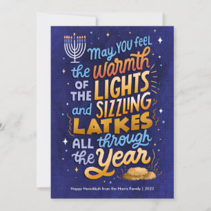 Light and Latkes Non-Photo Hanukkah Holiday Card