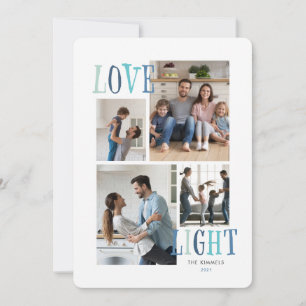 Light and Love 4 Photo Hanukkah Holiday Card
