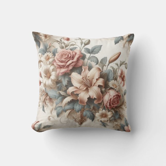 Light Antique Floral Perfection Cushion (Front)