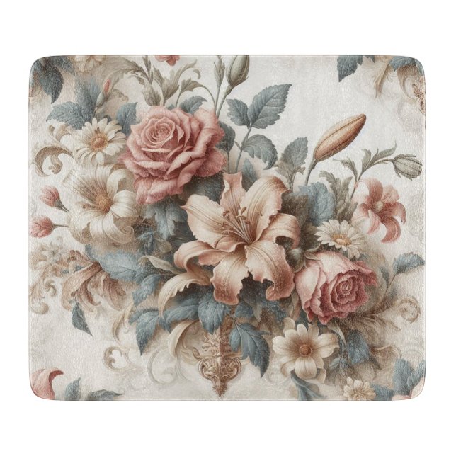 Light Antique Floral Perfection Cutting Board (Front)