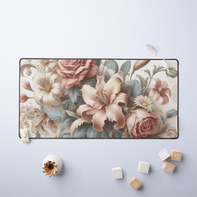 Light Antique Floral Perfection Desk Mat (Kids Table)