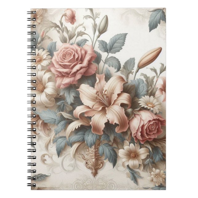 Light Antique Floral Perfection Notebook (Front)