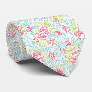 Light Aqua Blue Blush Pink Lime Green Art Pattern Tie