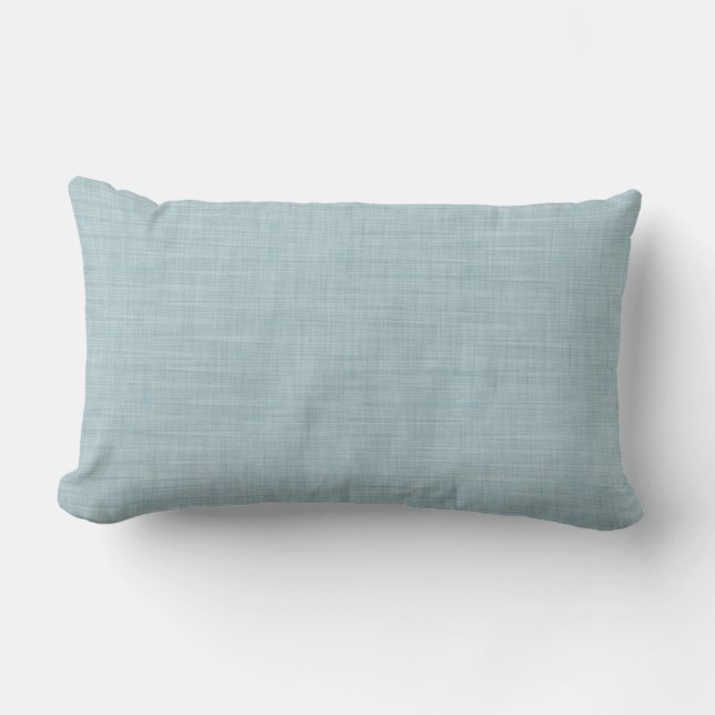 Light Aqua Blue Linen Texture Lumbar Pillow (Front)