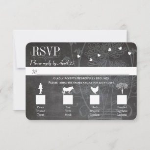 Light Aqua Blue Mason Jar Chalkboard Wedding RSVP Card