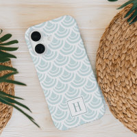Light Aqua Fishscale Pattern Monogram