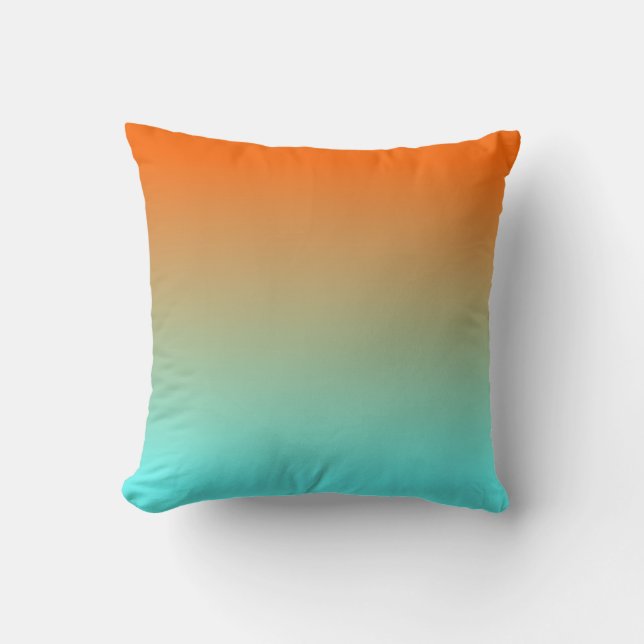 Light Aqua Orange Ombre Cushion (Front)