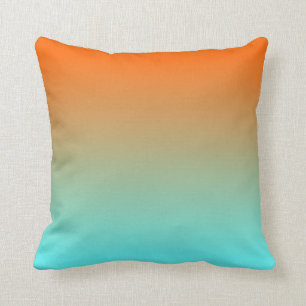 Light Aqua Orange Ombre Cushion