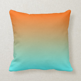 Light Aqua Orange Ombre Cushion