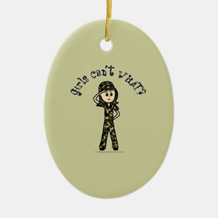 Light Army Woman Ceramic Ornament