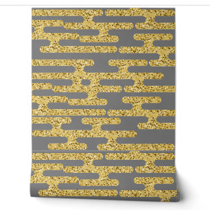 Light Ash Colour and Modern Golden pattern Wallpaper