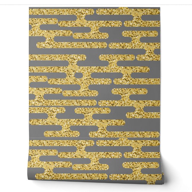 Light Ash Colour and Modern Golden pattern Wallpaper (Unrolling)