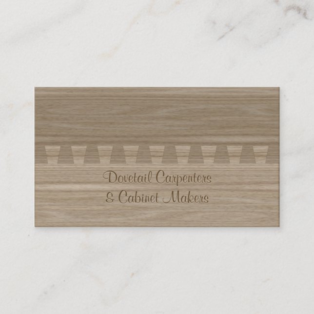 Light ash coloured dovetail joint business card (Front)