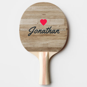 Light Ash Wood Vintage Heart Signature Ping Pong Paddle