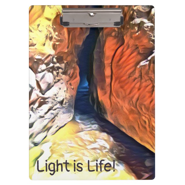 Light at the End of a Crevasse at the Coast Clipboard (Front)