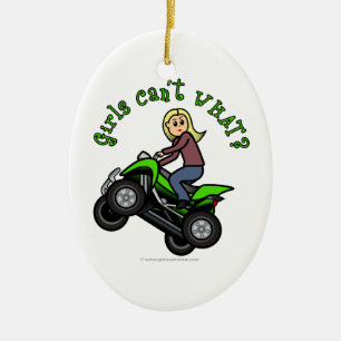 Light ATV   Four Wheeling Girl Ceramic Tree Decoration