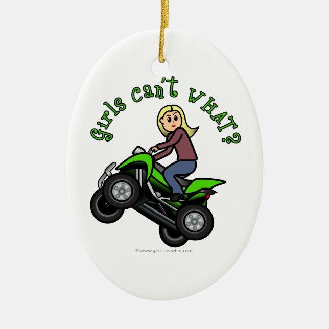 Light ATV | Four Wheeling Girl Ceramic Tree Decoration (Front)