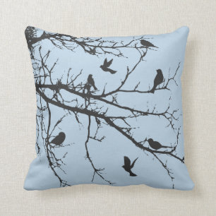Light Baby Blue Bucolic Landscape Cushion