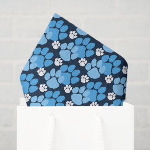 Light Baby Blue & Navy Blue Small Pawprints Tissue Paper