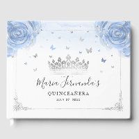 Light Baby Blue Roses and Elegant Silver Crown