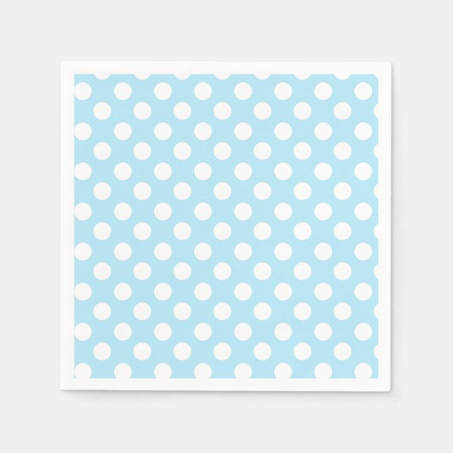Light Baby Blue & White Polka Dots Birthday Party Napkin (Front)