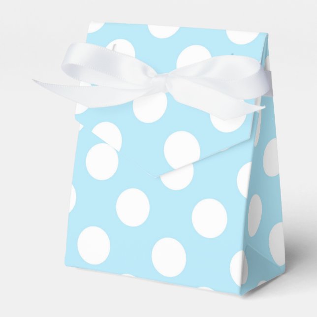 Light Baby Blue & White Polka Dots Party Favour Box (Front Side)