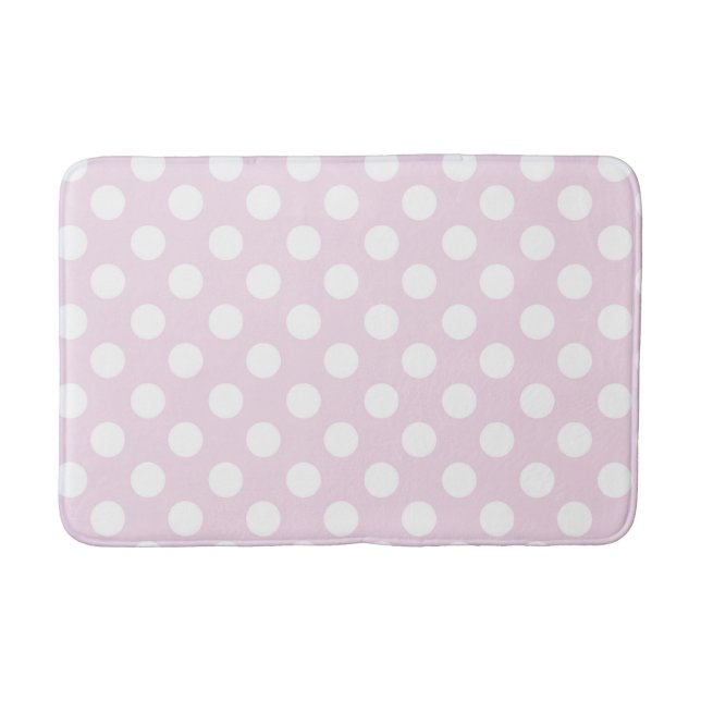 Light Baby Pink & White Polka Dots Bath Mat (Front)