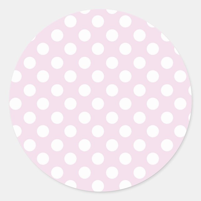 Light Baby Pink & White Polka Dots Birthday Party Classic Round Sticker (Front)