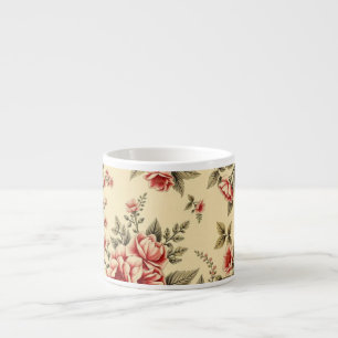 Light Background Vintage Floral Design Espresso Cup