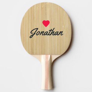 Light Bamboo Vintage Heart Signature Ping Pong Paddle