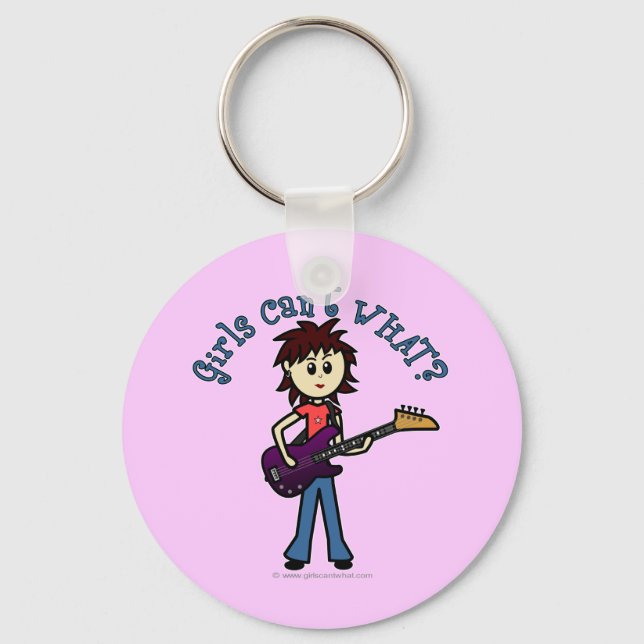 Light Bass Guitar Girl Key Ring (Front)