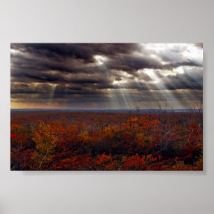 Light Beams In Clouds at Lackawanna State Forest Poster
