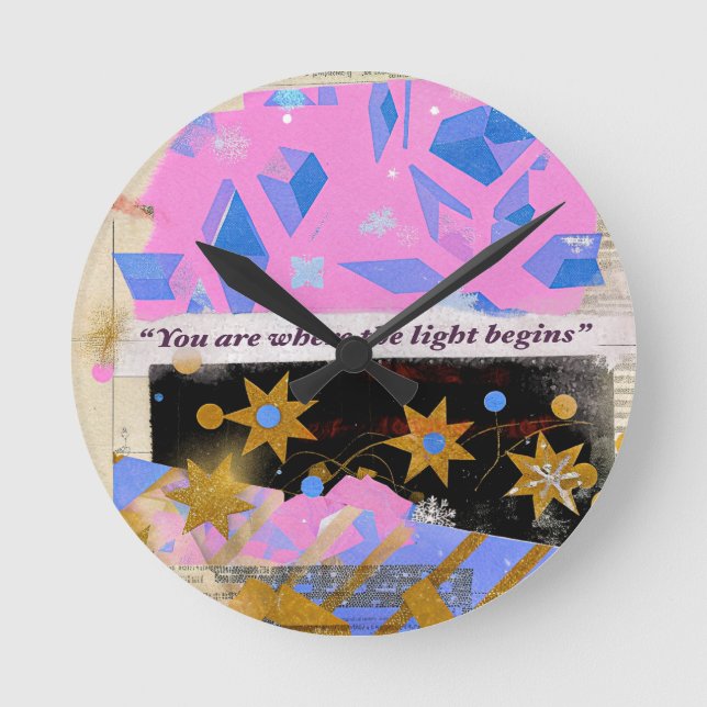 Light Begins Gem Clock – Radiant Pink & Gold Desig (Front)