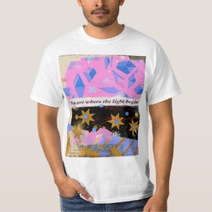 Light Begins Within – Pink and Gold Gem Glow T-Shirt