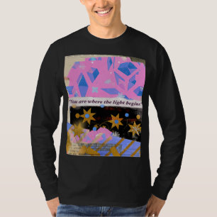 Light Begins Within – Pink & Gold Gem Art T-Shirt