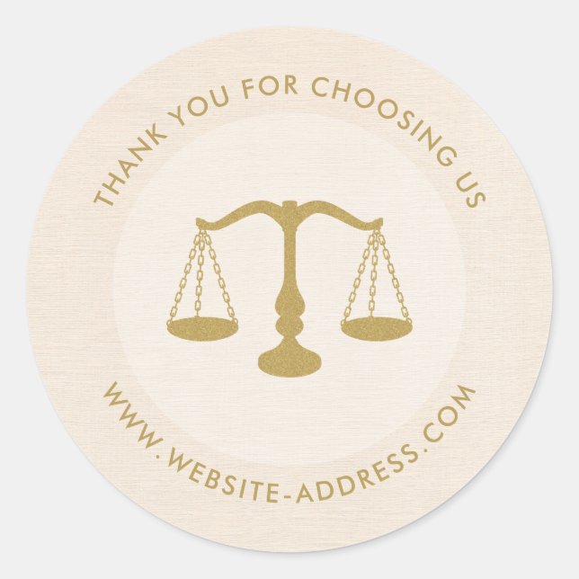 Light beig linen texture personalised text logo classic round sticker (Front)