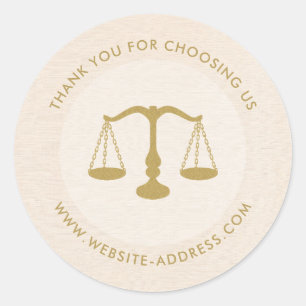 Light beig linen texture personalized text logo classic round sticker