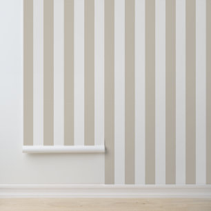 Light Beige and White Bold Vertical Stripes Wallpaper
